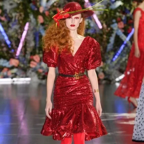 Rodarte Dresses | Rodarte Ruched Sequined Crepe Mini Dress Fall 2019 | Color: Red | Size: 4 | Freamy's Closet